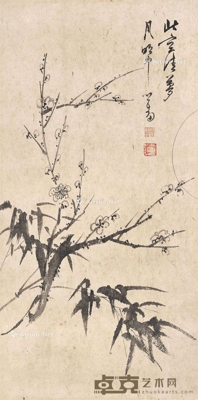 溥心畬 北窗清梦月明中 57×28cm