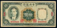 民国二十四年中央银行四川兑换券财政部版拾圆一枚