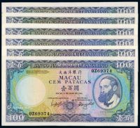 1984年澳门大西洋银行纸币壹佰圆六枚