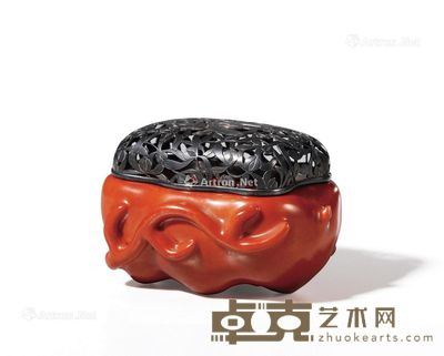 清中期 珊瑚红釉小水丞 长7.7cm