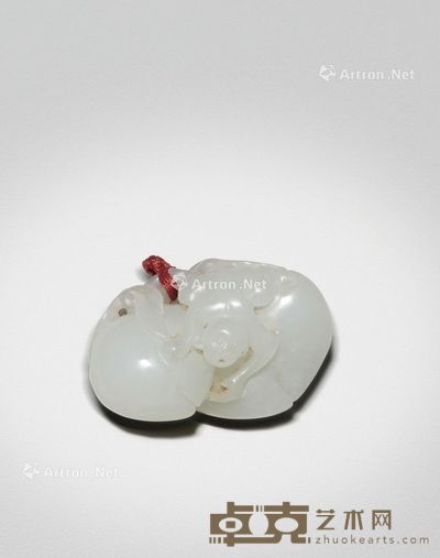清晚期 白玉雕福寿坠 长4.7cm