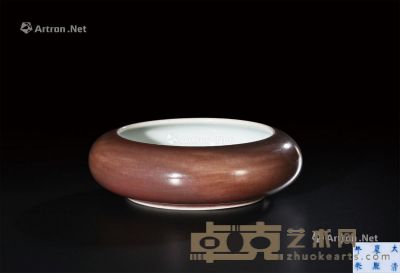 清康熙 豇豆红釉铴锣洗 直径11.7cm