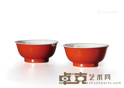 清雍正 珊瑚红釉小碗 (一对) 直径9.7cm