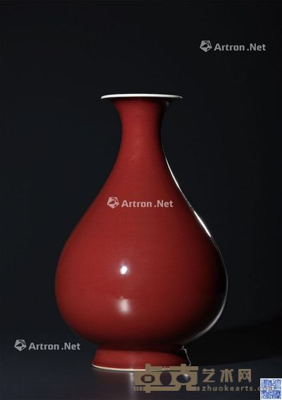 清乾隆 霁红釉玉壶春瓶 高29.9cm
