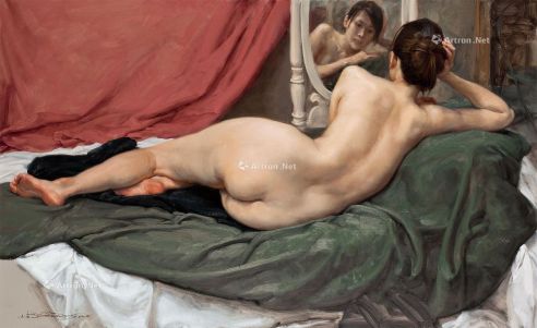 于小冬 2010年作 照镜子的女人体 布面油画