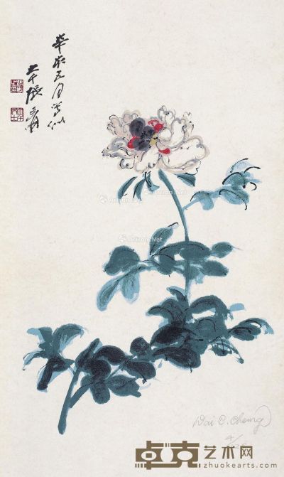 张大千 花卉（版画） 56×33cm