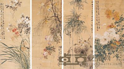 赵晓云 花鸟 83×37cm×4