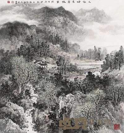 吕元忠 人家烟见翠微里 96×90cm