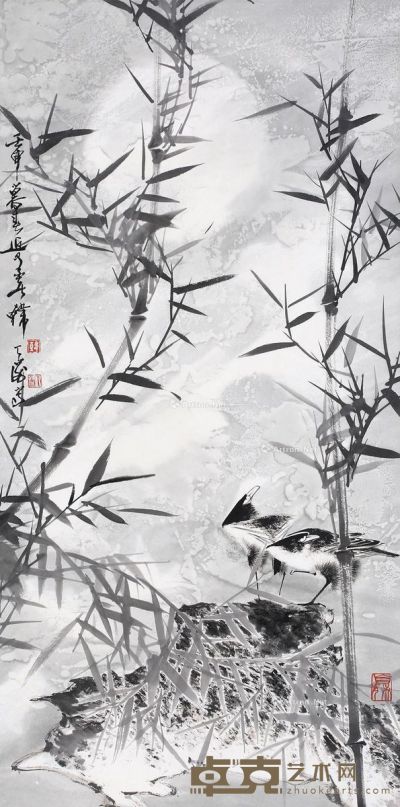 韩天衡 花鸟 98×49cm
