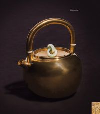 19世纪 尚美堂·纯金·断热式把·翠玉摘·金壶