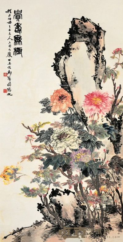 马万里 富贵神仙图 175×90cm