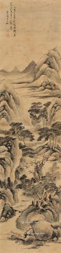 李如松 山水 镜框 设色纸本