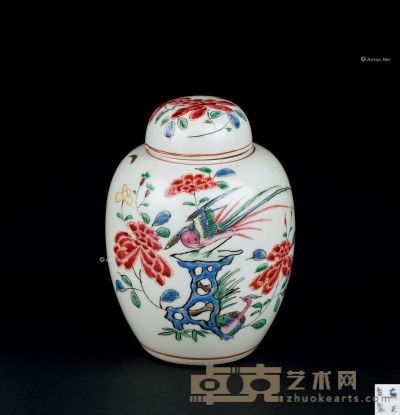 清雍正（1723-1735） 粉彩花鸟纹瓶 高14.5cm
