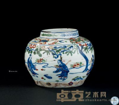 明代（1368-1644） 五彩人物纹瓶 高12.8cm