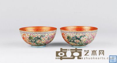 清代（1644-1911） 薄胎铜体粉彩龙纹碗 直径2.8cm；高6cm