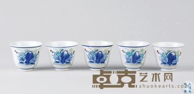 清代（1644-1911） 光绪官窑斗彩小杯 （五件） 直径5.6cm；高4.4cm