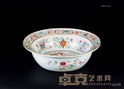 清雍正（1723-1735） 雍正官窑福寿八宝双龙纹笔洗 直径33.3cm；高9.9cm