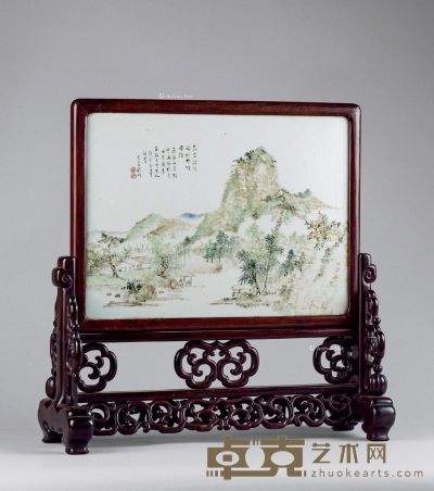 民国（1912-1949） 程门山水瓷板 高44.5cm