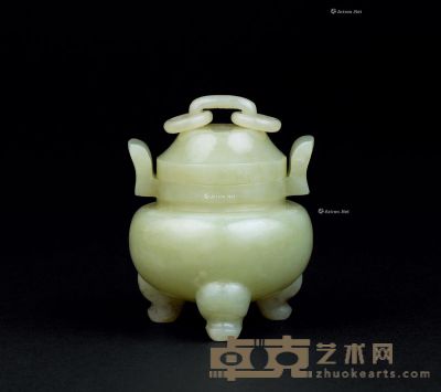 清代（1644-1911） 黄玉双耳三足香炉 高7.5cm