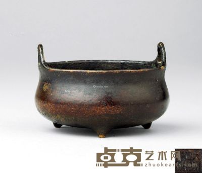 清代（1644-1911） 铜冲天耳三足香炉 高4.5cm