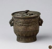 清乾隆（1736-1795） 铜错银双凤耳香熏