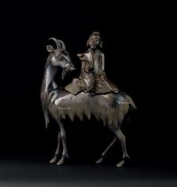 清代（1644-1911） 铜骑羊仙人香熏