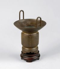 明代（1368-1644） 铜洒金挂灯形双耳三足香炉