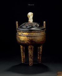 明代（1368-1644） 铜漆金鼎式三足香炉