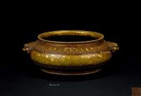 清早期（1644-1775） 铜洒金双兽耳香炉