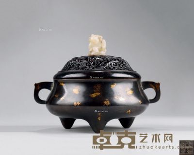 明末清初（1627-1684） 铜洒金双耳三足香炉 直径14.7cm；高8.6cm