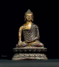 清早期（1644-1775） 铜泥金佛座像