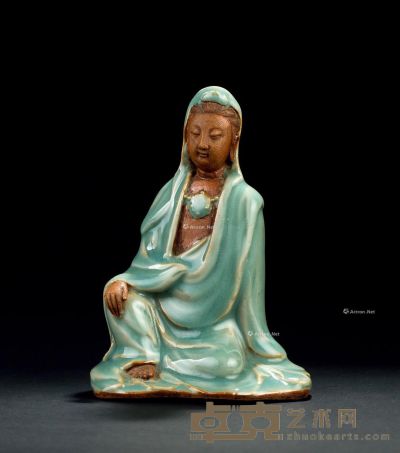 明代（1368-1644） 龙泉窑观音座像 高15cm