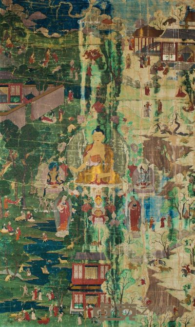 明代（1368-1644） 佛教故事 唐卡 111.2×65.8cm