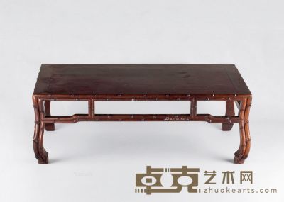 清代（1644-1911） 鸡翅木雕竹节纹长方桌 长88.2cm；宽49.5cm；高30.7cm