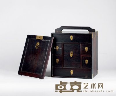 清代（1644-1911） 紫檀文具箱 长27.7cm；宽20.2cm；高29.5cm