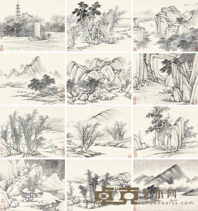 李承然 山水 25×32cm×12