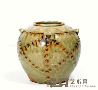 晋代 加褐彩四系罐 高15.7cm