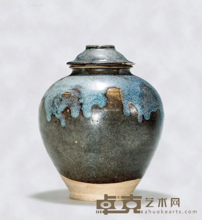唐代 鲁山花斑釉罐 高14.3cm