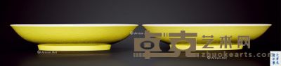 清代 光绪 黄釉碟 （一对） 口径17cm×2