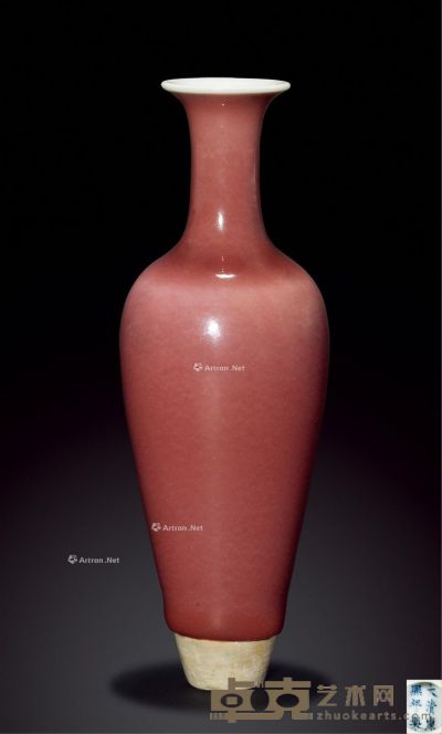 清代 康熙 豇豆红柳叶瓶 高15.4cm