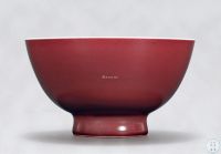清代 雍正 红釉碗