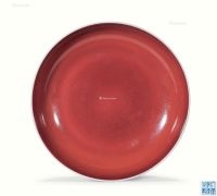清 乾隆窑 霁红釉盘