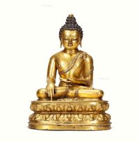 15世纪 西藏 铜鎏金释迦牟尼坐像