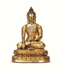 16世纪 西藏 铜鎏金释迦牟尼坐像