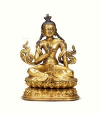 16世纪 西藏 铜鎏金大成就者坐像