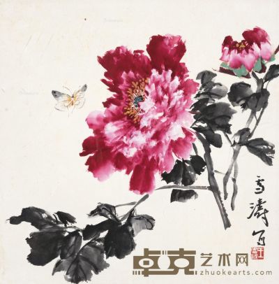 王雪涛 牡丹蝴蝶 32.5×32.5cm