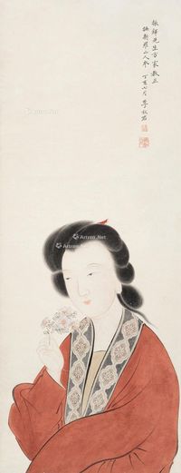 李秋君 拈花仕女