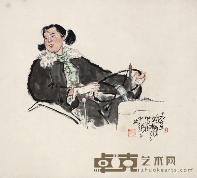 李斛 女拖拉机手 45×48cm