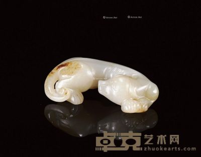 清中期 白玉卧犬 长5.5cm