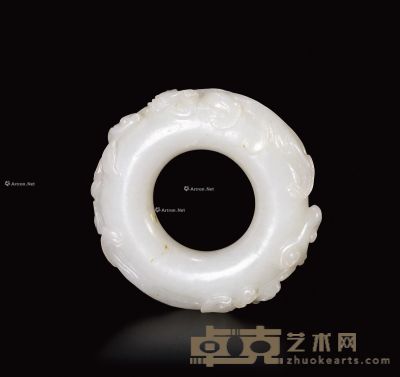 清中期 白玉螭龙纹环 直径5.4cm